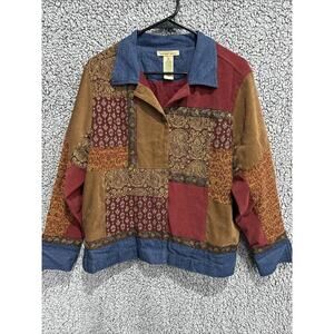 Bechamel Petites Sz PL Embroidered Multicolor Patchwork Vintage Floral Denim